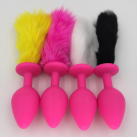 Силиконовая анальная пробка с хвостиком 35 мм * 80 мм  photo 2