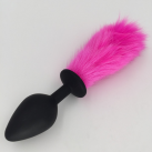 Силиконовая анальная пробка с розовым хвостом 35 мм * 80 мм photo 2