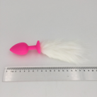 Силіконова анальна пробка з білим хвостом photo 3