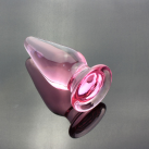 Большая анальная пробка из стекла, цвет розовый, 4х10 см photo 1