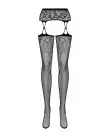 Панчохи-стокінги з рослинним малюнком Obsessive Garter stockings S206 black S/M/L чорні photo 3