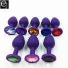 Силиконовая анальная пробка EJMW ELDJ109 со стразом, цвет фиолетовый photo 2