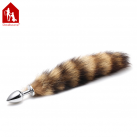 Анальна пробка з лисячим хвостом Davidsource Silver Butt Plug, 74 мм * 30 мм photo 1