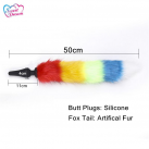 Анальная пробка. С хвостом радуга. Силикон. photo 1