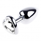 Металлическая анальная пробка с кристаллом в форме сердца photo 1