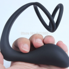 Силиконовая анальная пробка с кольцом для пениса photo 2