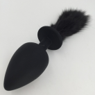 Черная анальная пробка Zcz WQ1266-3 с маленьким хвостиком, 41 х 92 мм photo 2