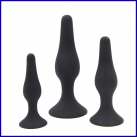 Анальные пробки из силикона, цвет черный, 3 шт./комплект photo 2