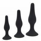 Анальные пробки из силикона, цвет черный, 3 шт./комплект photo 3