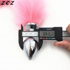 Металлическая анальная пробка ZCZ WA079b с розовым хвостом photo 5