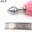 Металлическая анальная пробка ZCZ WA079b с розовым хвостом photo 6