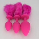 Анальная пробка Zcz WQ1269 с коротким хвостом, цвет розовый, 3 шт.  photo 2