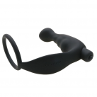 Чорний масажер простати з кільцем на пеніс та вібрацією, водонепроникний photo 3