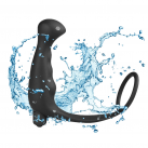 Чорний масажер простати з кільцем на пеніс та вібрацією, водонепроникний photo 1