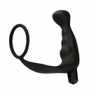 Чорний масажер простати з кільцем на пеніс та вібрацією, водонепроникний photo 5