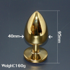 Большая золотистая анальная пробка, 40 х 95 мм photo 3