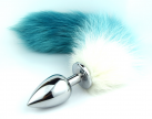 Анальная пробка с синим лисьим хвостом photo 1