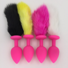 Анальные пробки Zcz из розового силикона с хвостами photo 2