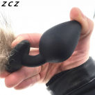 Анальная пробка ZCZ WA049b из силикона с хвостом их меха енота, 35х80 мм photo 6