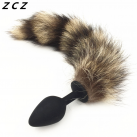 Анальная пробка ZCZ WA049b из силикона с хвостом их меха енота, 35х80 мм photo 2
