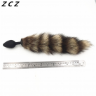 Анальная пробка ZCZ WA049b из силикона с хвостом их меха енота, 35х80 мм photo 4