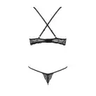 Комплект білизни QUENTRIS BIKINI black L/XL - Passion Exclusive, стрінги і напіввідкритий ліф photo 4