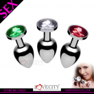 Металлическая средняя анальная пробка со стразом photo 2