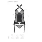 Сітчастий комплект корсет з халтером, підв'язки, трусики Amanda Corset black XXL/XXXL - Passion photo 7