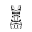 Бодістокінг-сукня Passion BS089 black, міні, плетіння у вигляді павутини photo 6