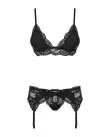Мереживний комплект білизни Obsessive 810-SEG-1 L/XL Black, бюстгальтер, стрінги, пояс для панчіх photo 3