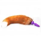 Фиолетовая силиконовая анальная пробка Butt Plug с хвостом photo 2