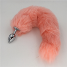 Металлическая анальная пробка (35 см)  розовым хвостом photo 3