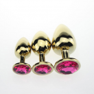 Анальная пробка. Металл. 3 шт. Цвет - золото. photo 1