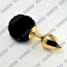 Металлическая анальная пробка Lovetoy с черным хвостом photo 1