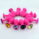 Розовые анальные пробки с кристалами photo 2