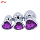 Анальные пробки из нержавеющей стали 3 шт. со стразом в форме сердца photo 4