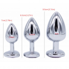 Анальные пробки из нержавеющей стали 3 шт. со стразом в форме сердца photo 6