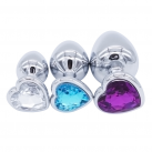 Анальные пробки из нержавеющей стали 3 шт. со стразом в форме сердца photo 5