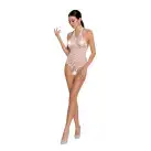 Бодістокінг у велику сітку Passion BS087 white, відкрита спина, халтер, з доступом photo 3