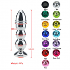 Большая анальная пробка из нержавеющей стали со стразом photo 3