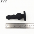 Черная анальная пробка рельефная photo 5