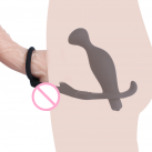 Силиконовый массажер простаты с вибрацией и двойным кольцом для пениса photo 4