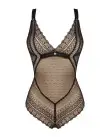 Мереживне боді з декольте Obsessive Estiqua teddy M/L, чорне, широкі лямки photo 3