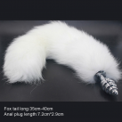 Анальная пробка ребристая 50*2.9 мм с белым хвостом photo 3