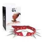 Чокер серце з великими шипами, із натуральної шкіри Art of Sex - Crystal, колір Червоний photo 5