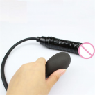 Черный силиконовый надувной анальный фаллоимитатор photo 5