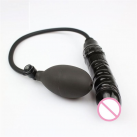 Черный силиконовый надувной анальный фаллоимитатор photo 2