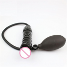 Черный силиконовый надувной анальный фаллоимитатор photo 3