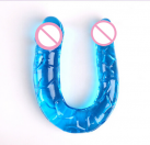 Силіконовий подвійний фалоімітатор, колір синій photo 1