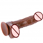 Великий реалістичний фалоімітатор із силікону на присосці, колір коричневий photo 3